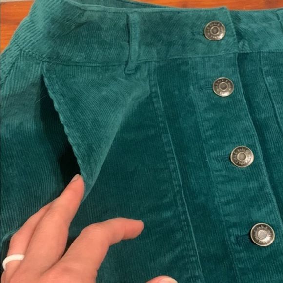 Wild Fable Women's  Button-Front Corduroy Mini A-Line Teal  Skirt NWT Size 2 - Picture 4 of 10